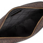 Marron/Noir - Grand sac à bandoulière Jet Set en cuir saffiano logo Marron/Noir