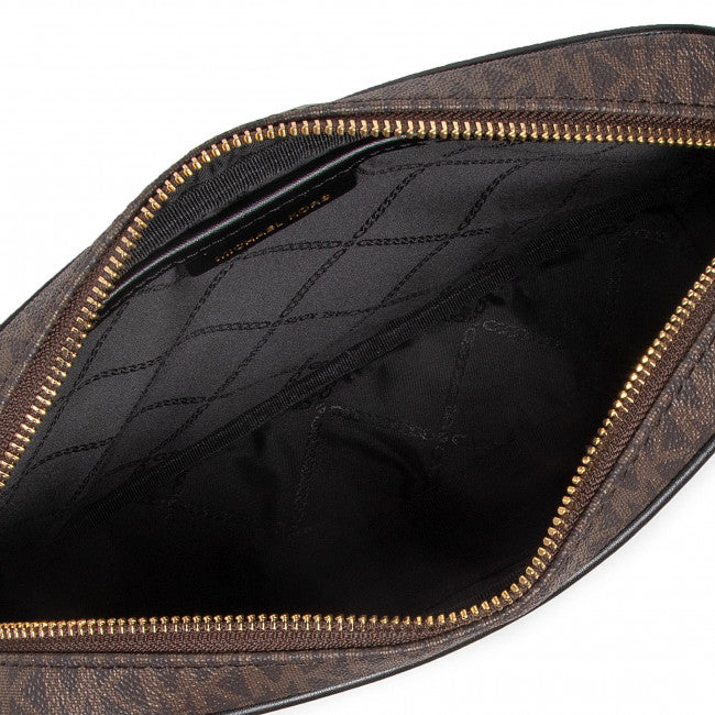 Marron/Noir - Grand sac à bandoulière Jet Set en cuir saffiano logo Marron/Noir