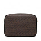 Marron/Noir - Grand sac à bandoulière Jet Set en cuir saffiano logo Marron/Noir