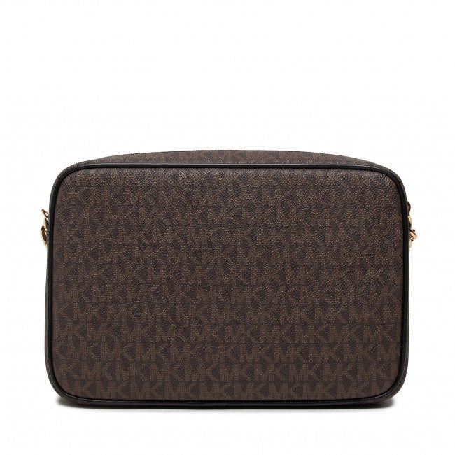 Marron/Noir - Grand sac à bandoulière Jet Set en cuir saffiano logo Marron/Noir