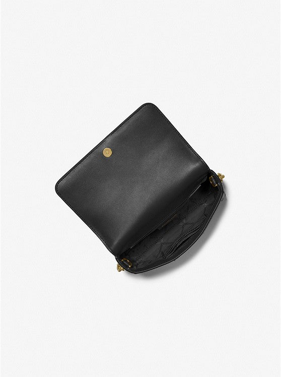 Noir - MICHAEL KORS Petit sac à bandoulière convertible Freya en cuir grainé Noir doré