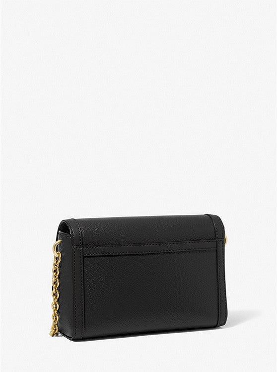 Noir - MICHAEL KORS Petit sac à bandoulière convertible Freya en cuir grainé Noir doré