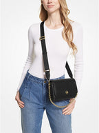 Noir - MICHAEL KORS Petit sac à bandoulière convertible Freya en cuir grainé Noir doré