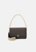 Marron/Noir - Petit sac à bandoulière convertible Freya avec logo Marron/Noir