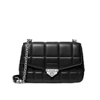 Noir argent - Grand sac porté épaule Soho en cuir matelassé