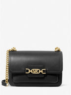 Noir doré - Grand sac porté épaule Heather en cuir