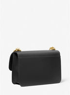 Noir doré - Grand sac porté épaule Heather en cuir