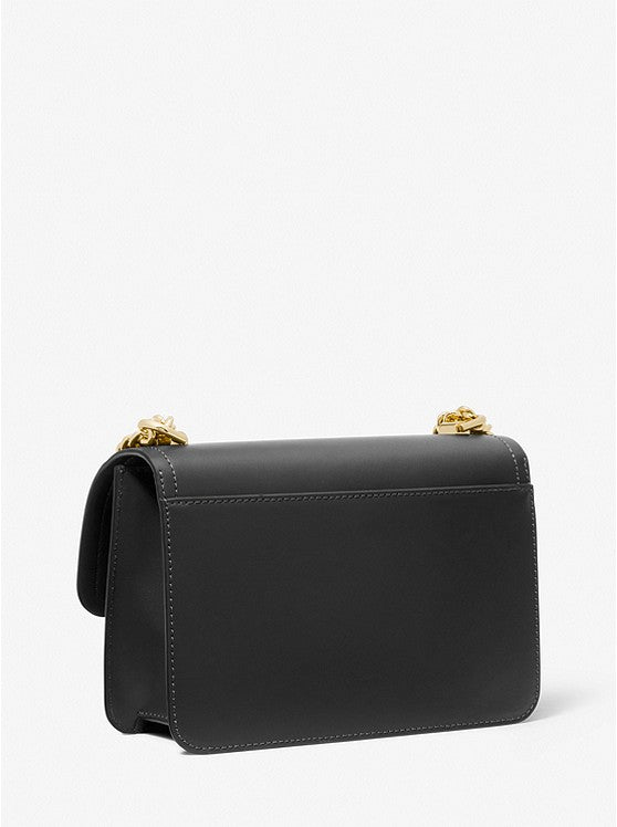 Noir doré - Grand sac porté épaule Heather en cuir
