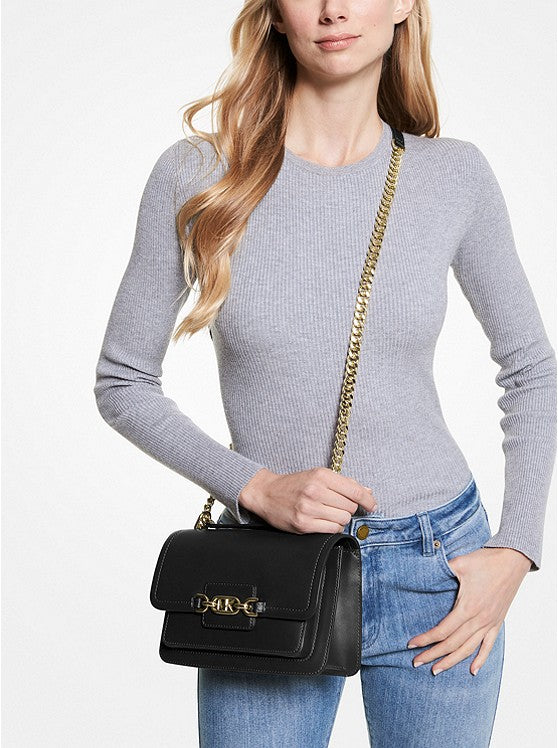 Noir doré - Grand sac porté épaule Heather en cuir