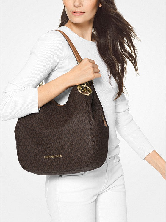 Bronze/Noisette - MICHAEL KORS Grand sac porté épaule Lillie en cuir Bronze/Noisette