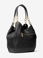 Noir doré - MICHAEL KORS Grand sac porté épaule Lillie en cuir grainé Noir/Doré