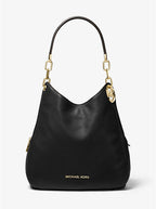 Noir doré - Grand sac porté épaule Lillie en cuir grainé Noir/Doré