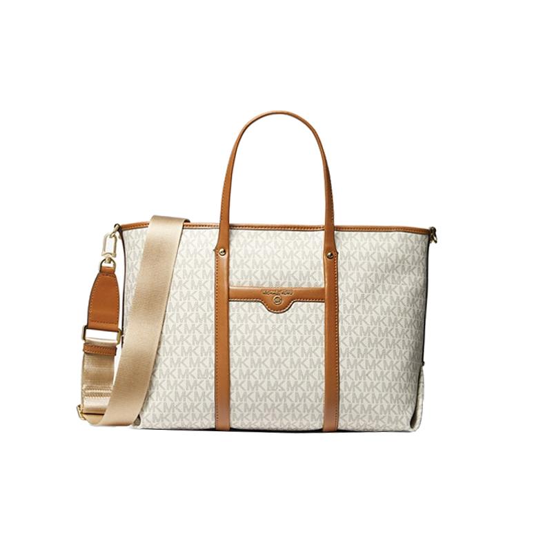 Vanilla/ Acorn - MICHAEL KORS Sac à main Beck Brown/BLK