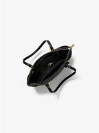 Noir doré - Grand cabas Jet Set en cuir grainé avec glissière supérieure Camel