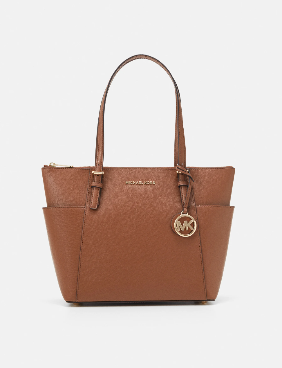 Camel - Grand cabas Jet Set en cuir grainé avec glissière supérieure Camel