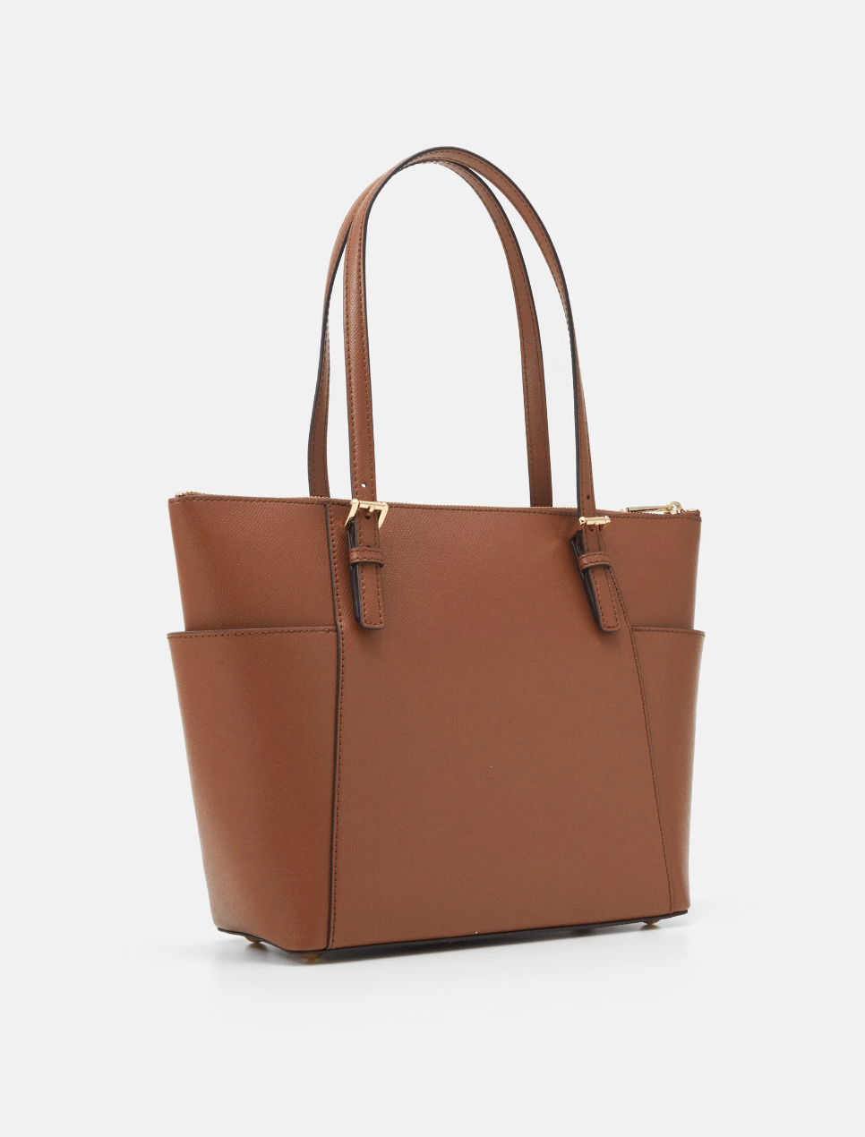 Camel - MICHAEL KORS Grand cabas Jet Set en cuir grainé avec glissière supérieure Camel