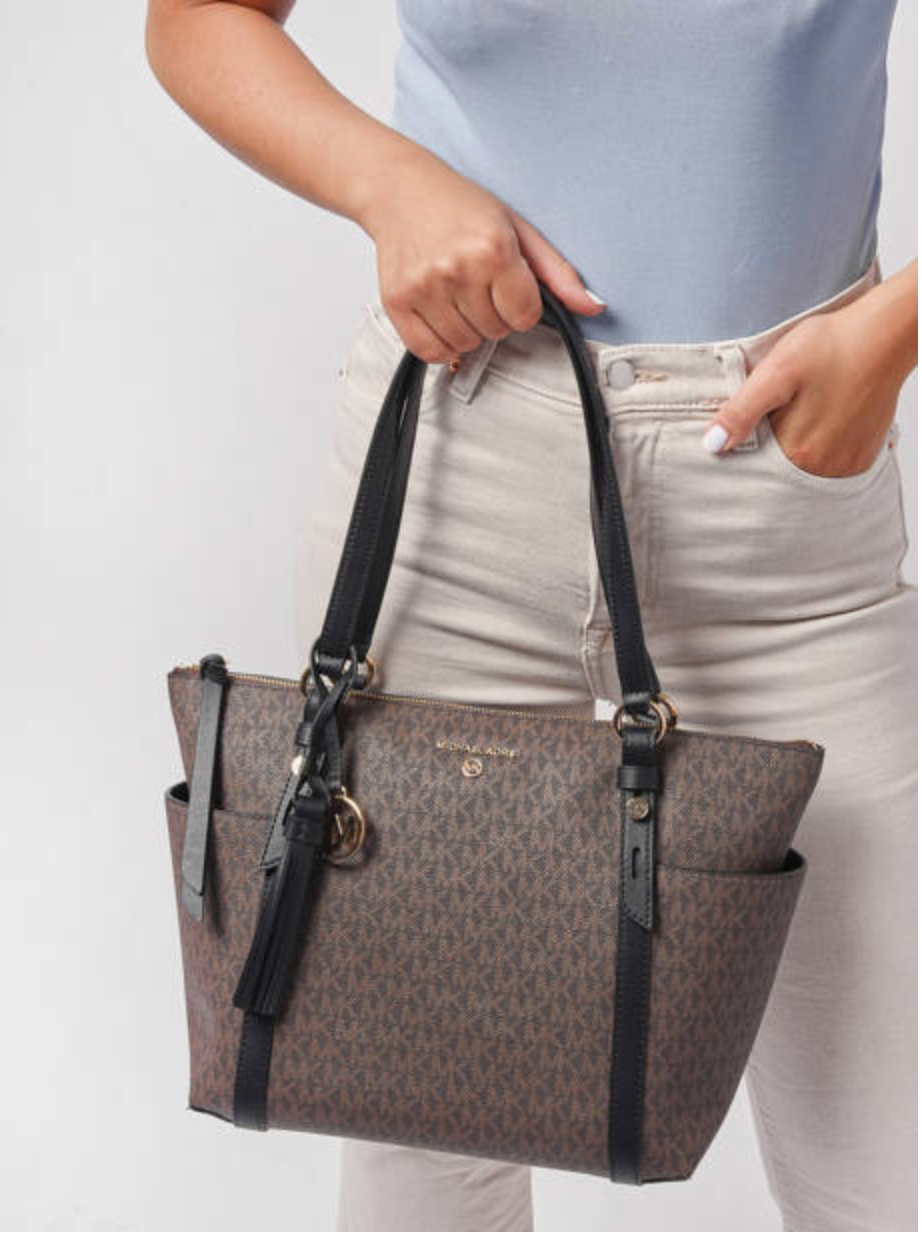 Marron Noir - MICHAEL KORS Grand cabas Sullivan à logo avec glissière supérieure Marron/Noir