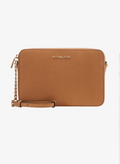 Camel - Grand sac à bandoulière Jet Set en cuir saffiano Noir/doré