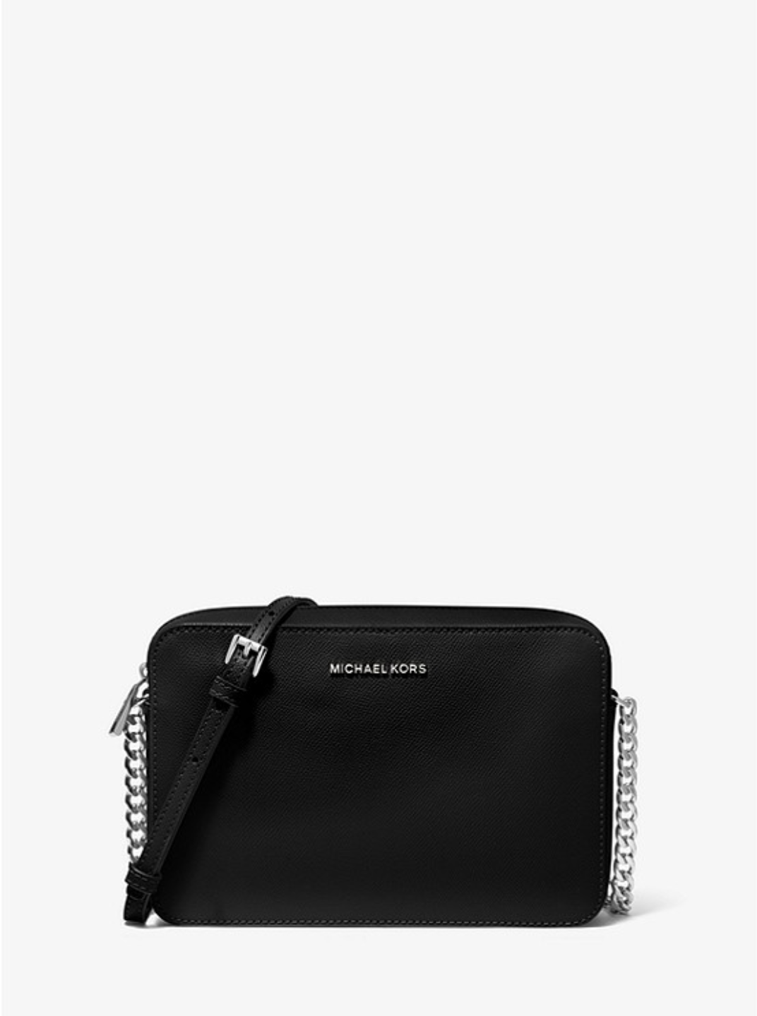 Noir/Argenté - Grand sac à bandoulière Jet Set en cuir saffiano Noir/doré