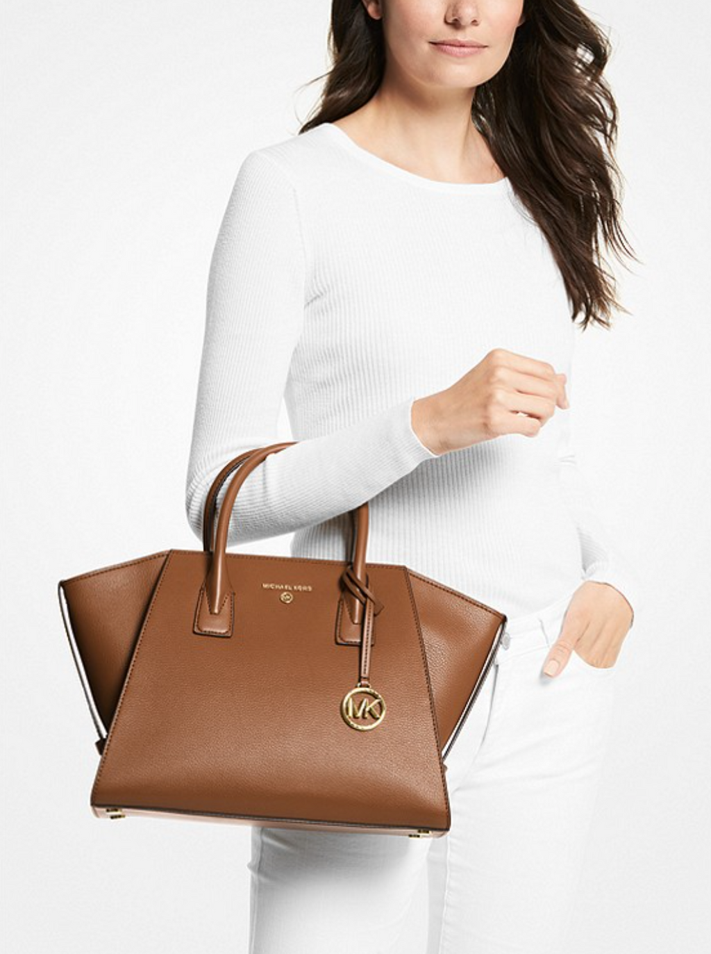 Camel - MICHAEL KORS Grand sac Avril en cuir à glissière supérieure Camel