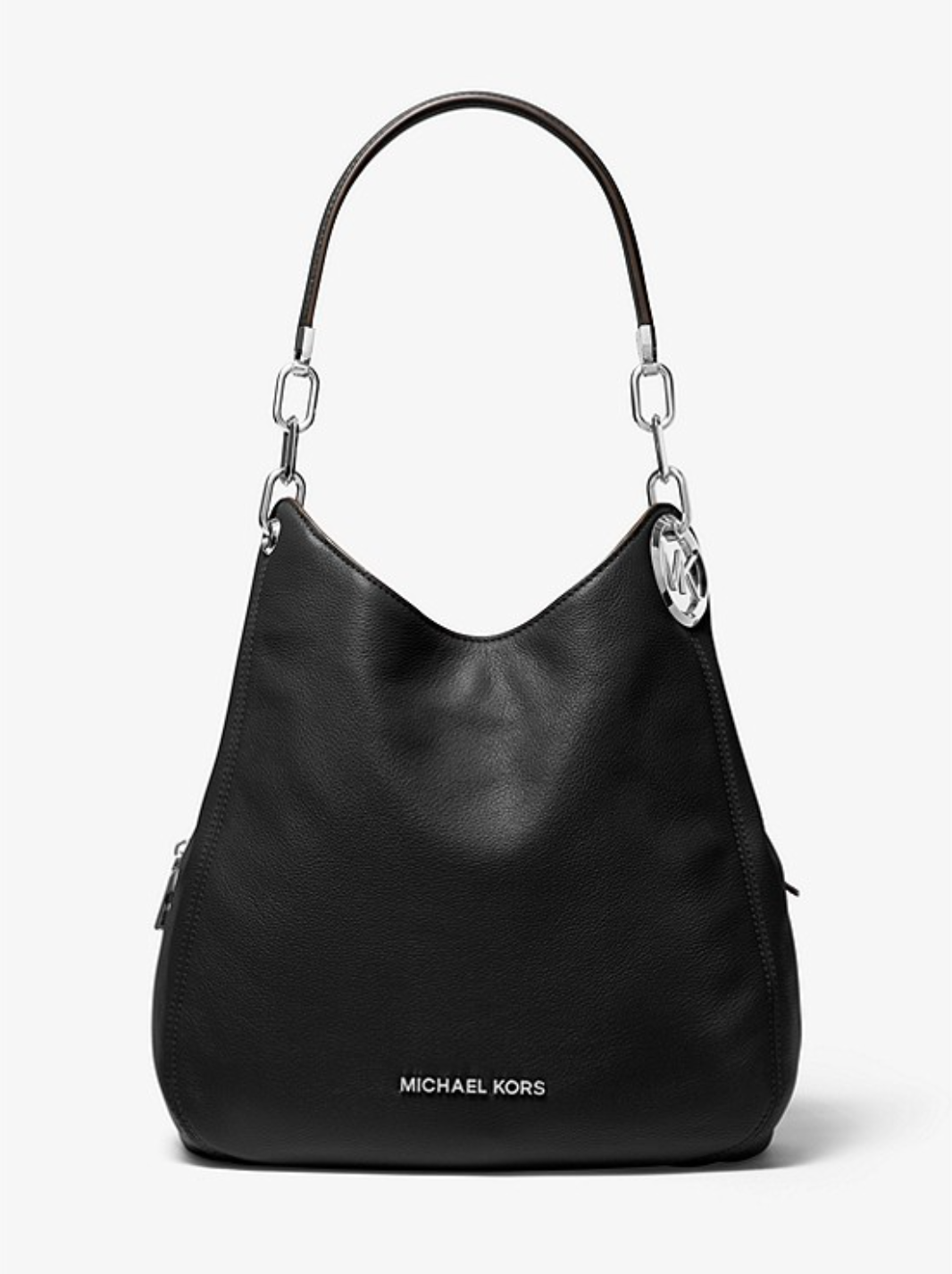 Noir argent - Grand sac porté épaule Lillie en cuir Bronze/Noisette