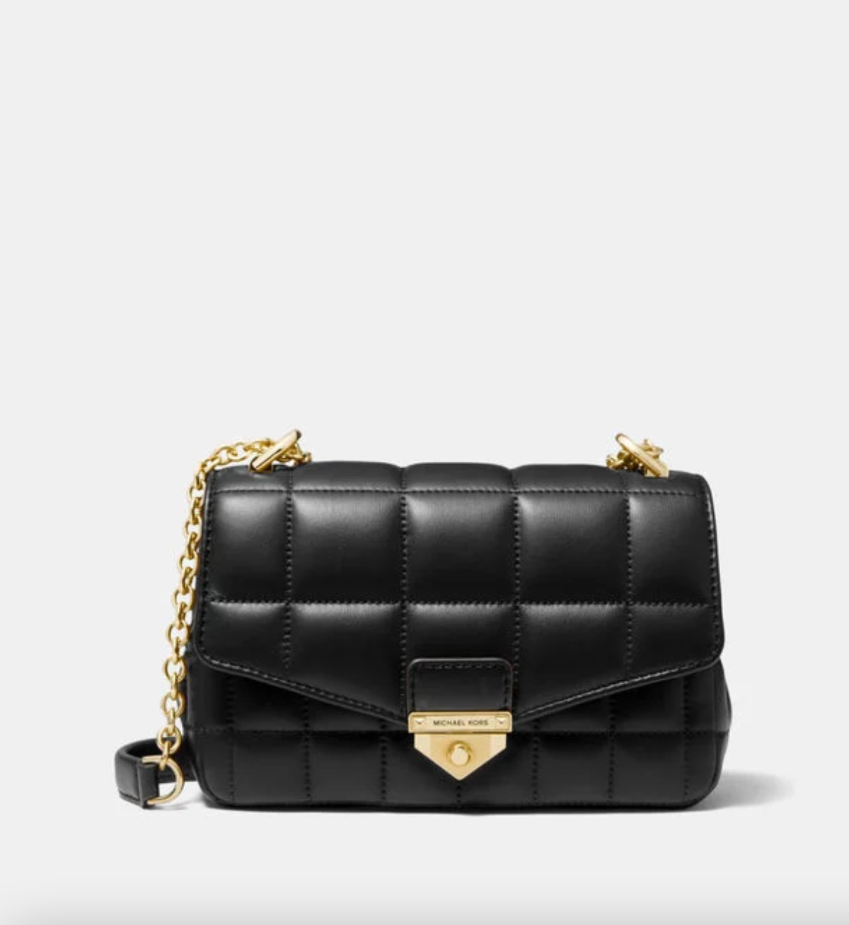Noir doré - Grand sac porté épaule Soho en cuir matelassé