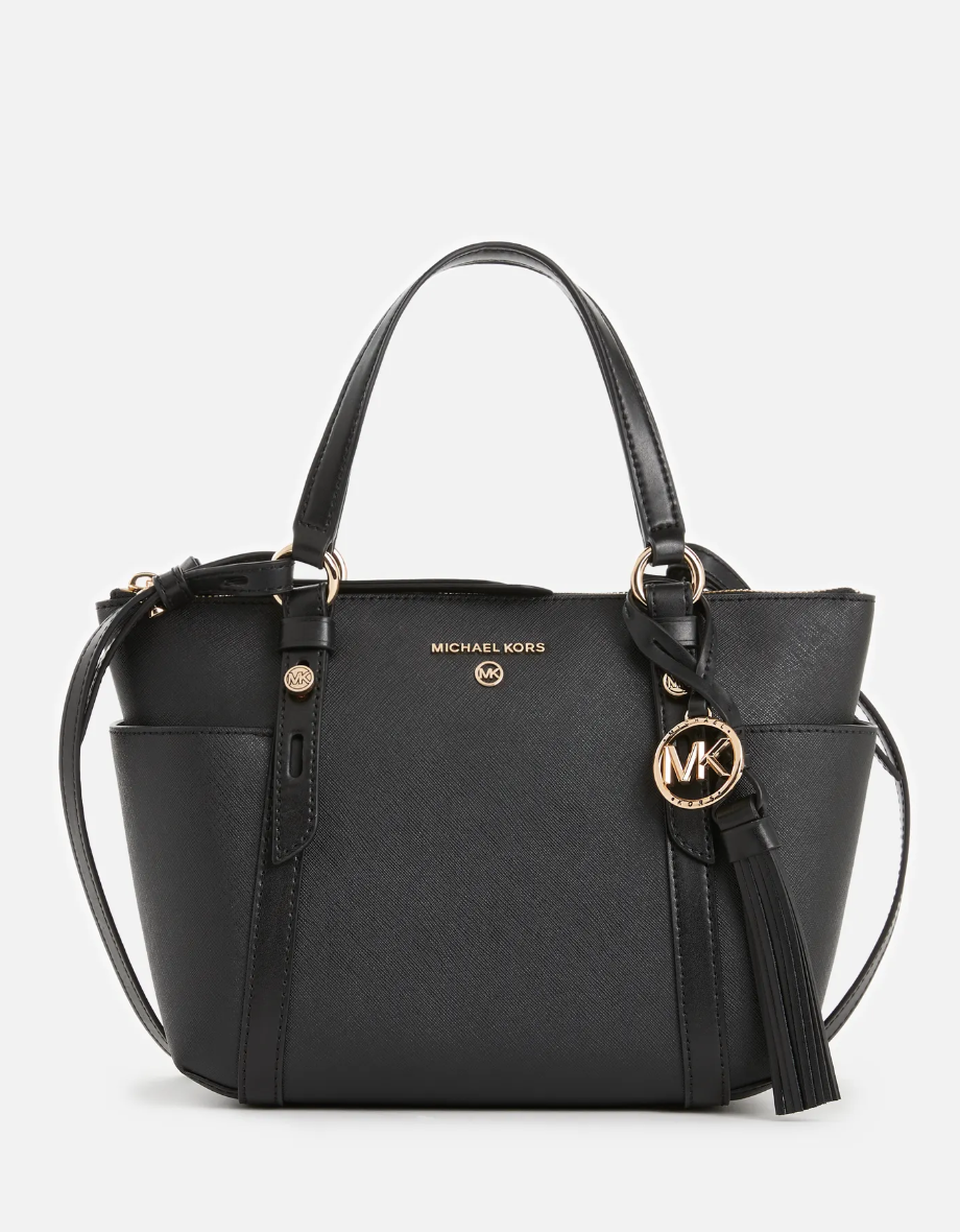 Noir doré - Petit sac cabas Sullivan à logo avec glissière supérieure Marron/Noir